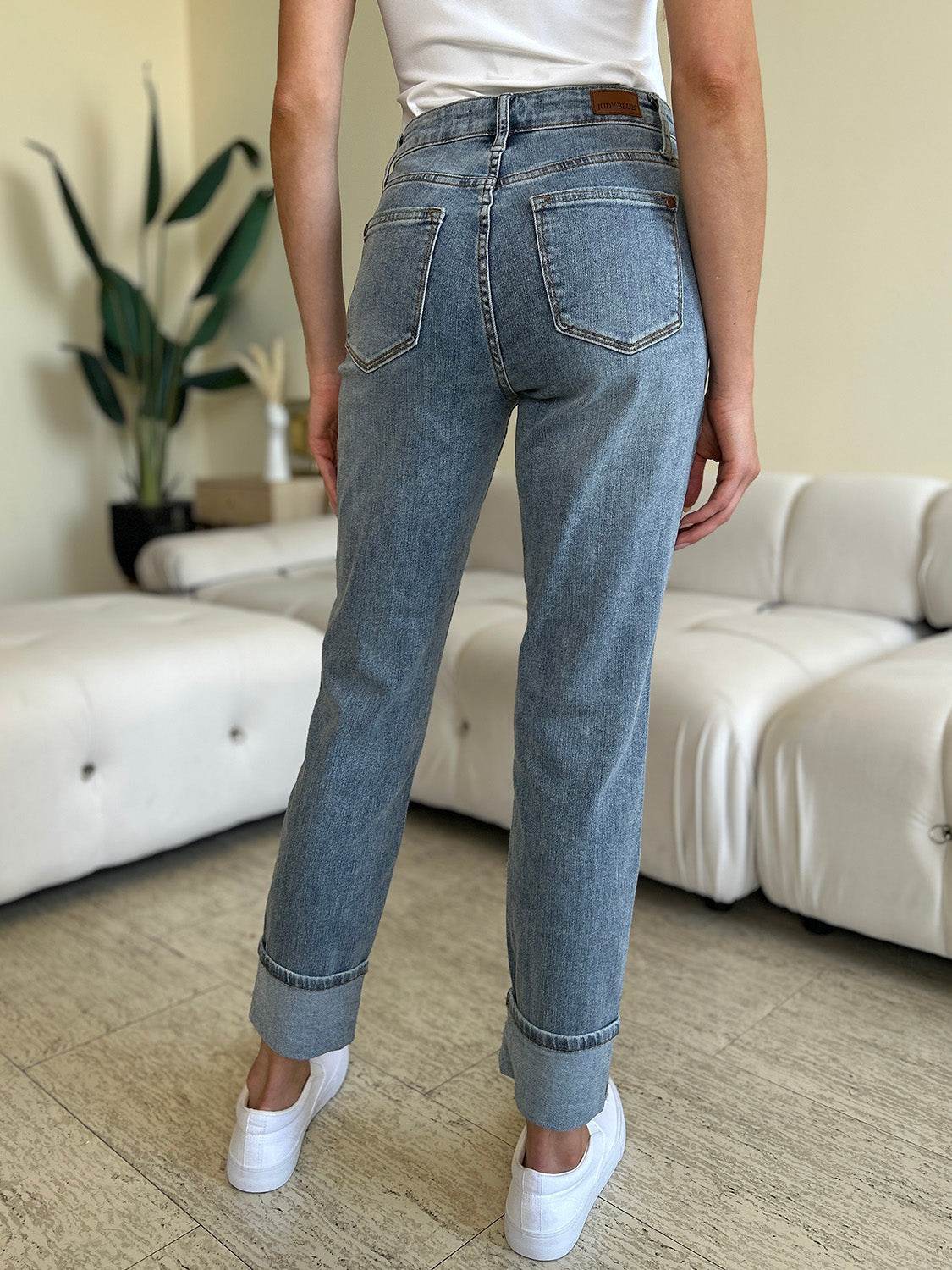 Judy Blue Full Size High Waist Cuff Hem Jeans - DaTrendStore.Com
