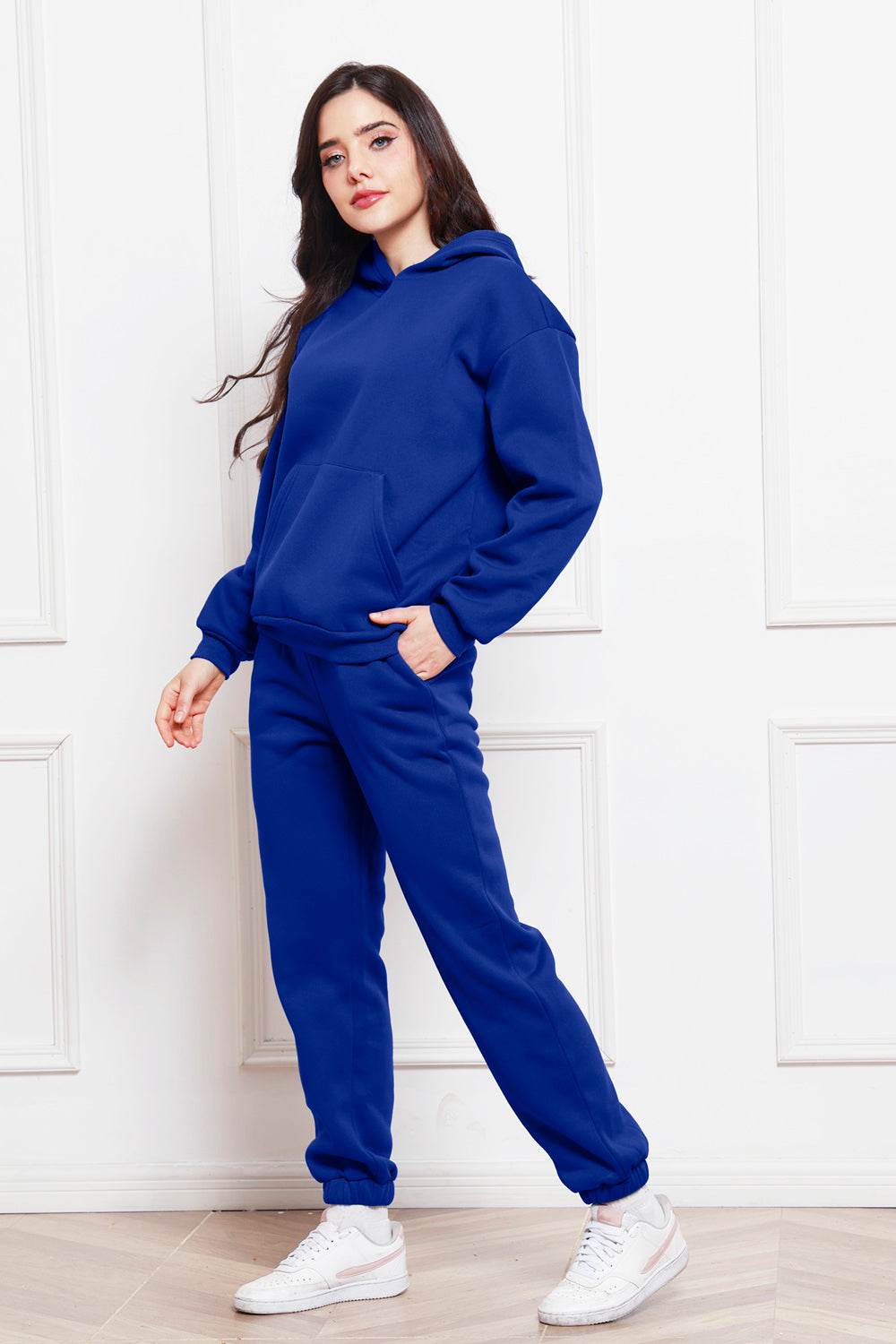 Drop Shoulder Long Sleeve Hoodie and Pants Set - DaTrendStore.Com
