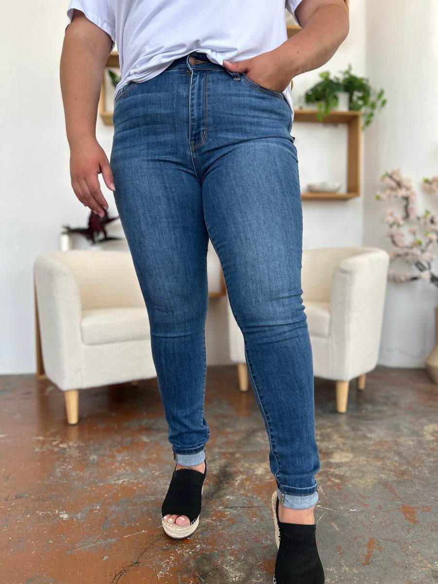 Judy Blue Full Size Cuffed Hem Skinny Jeans - DaTrendStore.Com