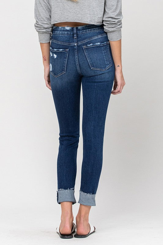 High Rise Distressed Clean Cut Crop Skinny