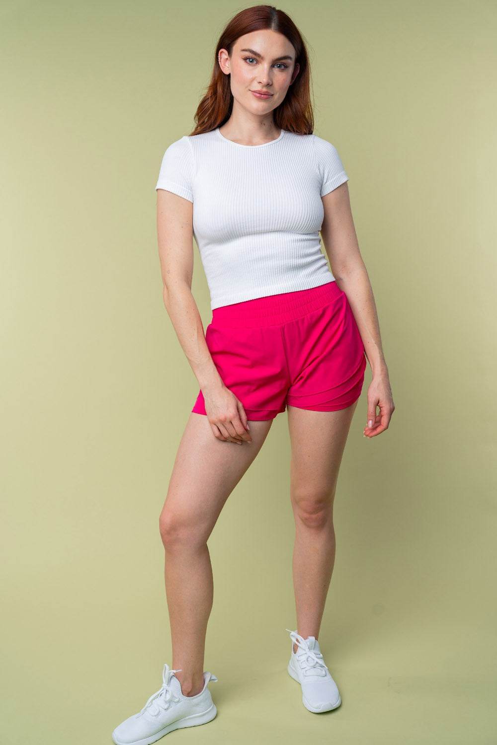 White Birch Full Size High Waisted Knit Shorts - DaTrendStore.Com