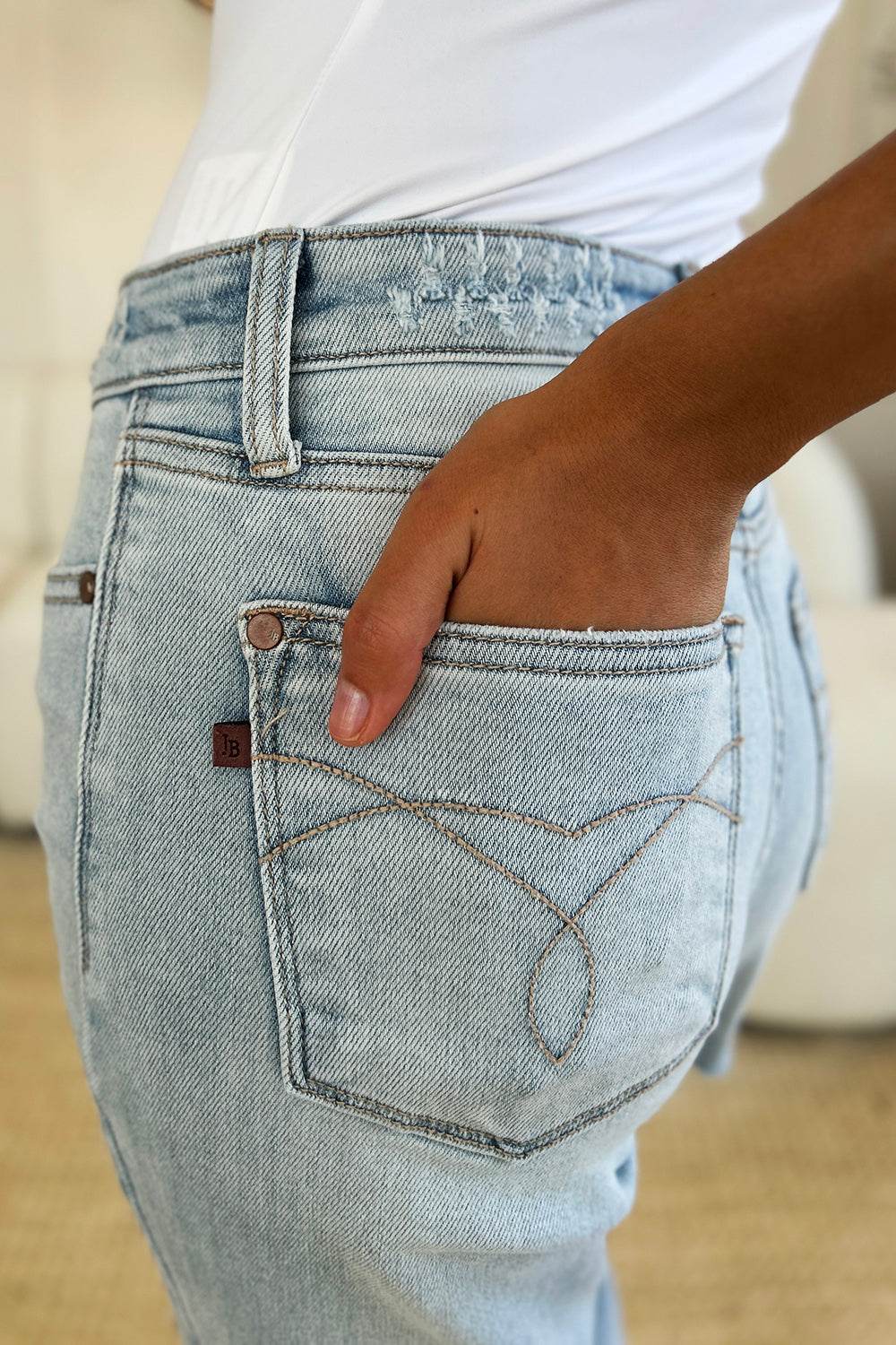 Judy Blue Full Size High Waist Distressed Straight Jeans - DaTrendStore.Com