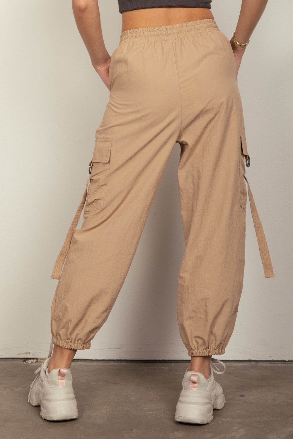 VERY J Elastic Waist Woven Cargo Pants - DaTrendStore.Com
