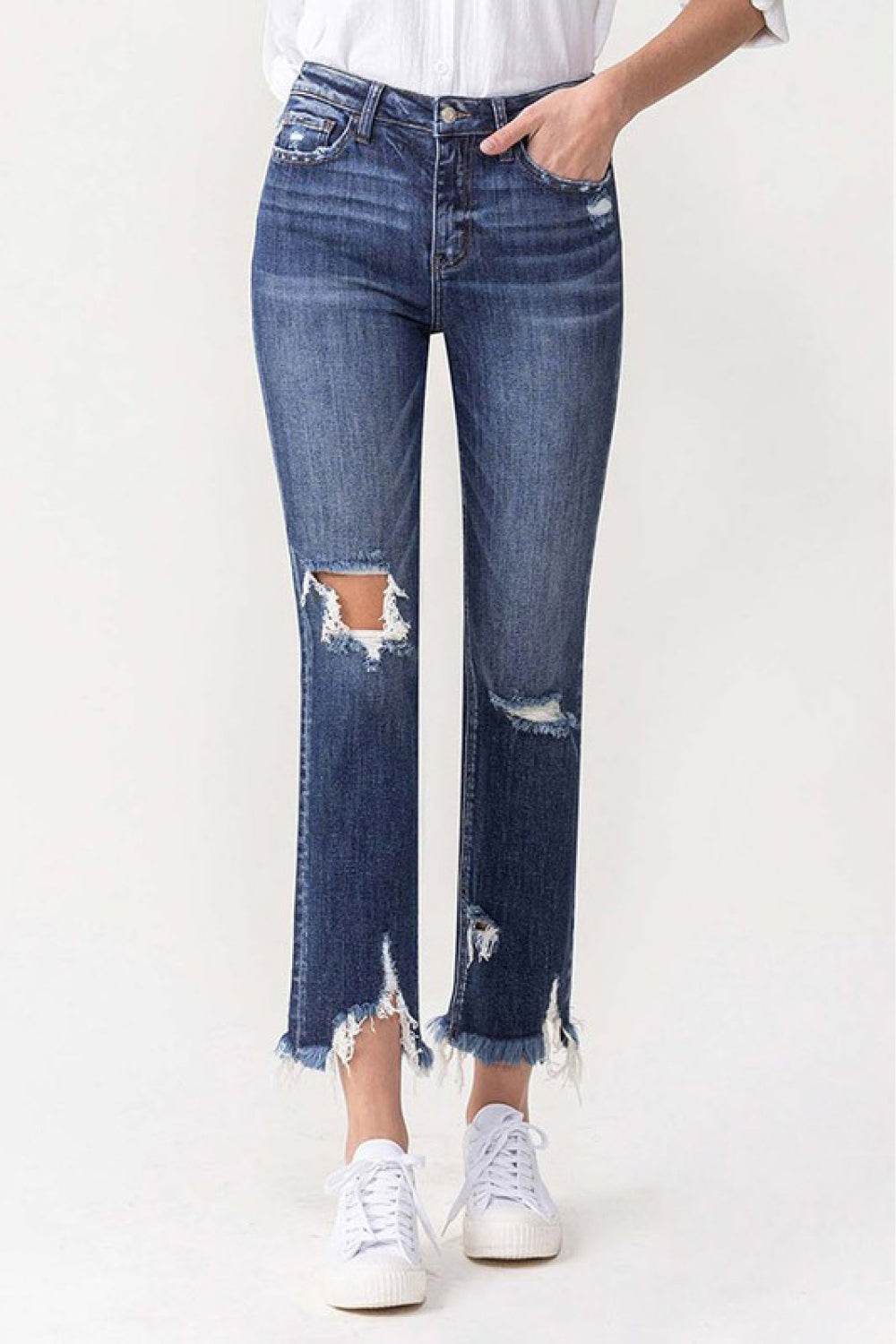 Lovervet Jackie Full Size High Rise Crop Straight Leg Jeans - DaTrendStore.Com