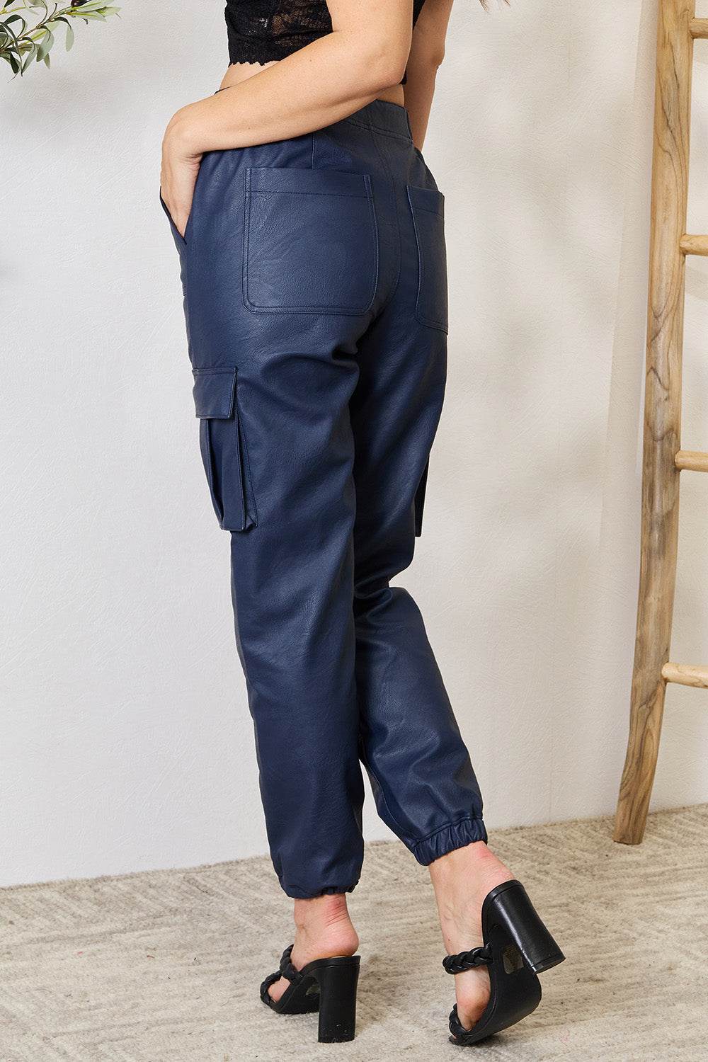 Kancan High Waist Faux Leather Cargo Joggers - DaTrendStore.Com