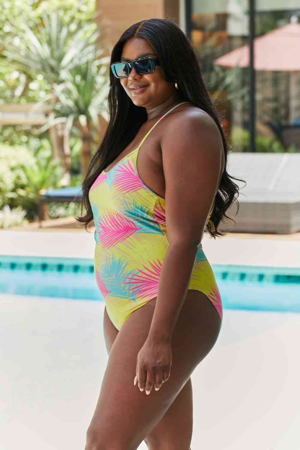 Marina West Swim High Tide One-Piece in Multi Palms - DaTrendStore.Com
