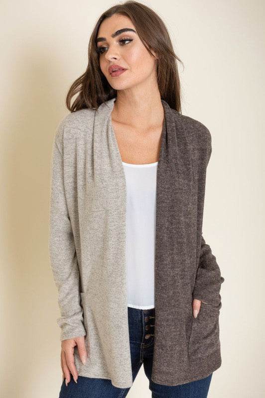 Two Tone Knit Cardigan - DaTrendStore.Com