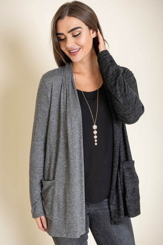 Two Tone Knit Cardigan - DaTrendStore.Com