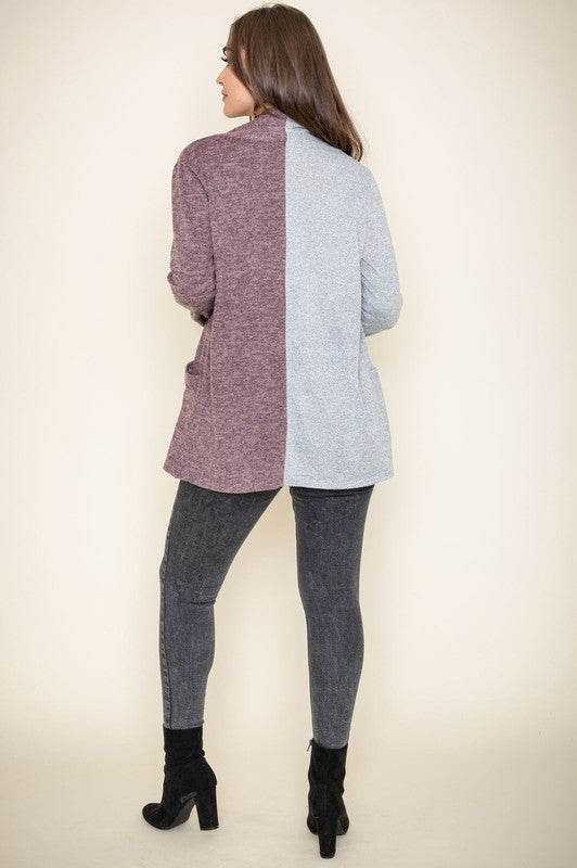 Two Tone Knit Cardigan - DaTrendStore.Com