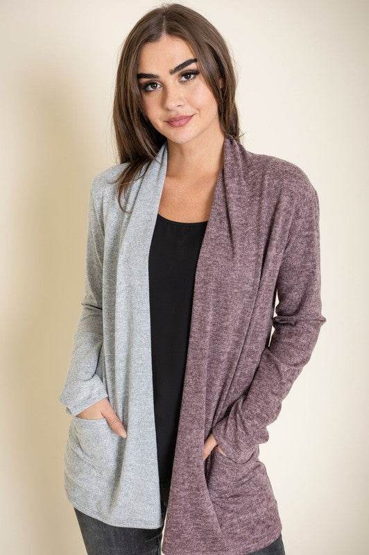 Two Tone Knit Cardigan - DaTrendStore.Com
