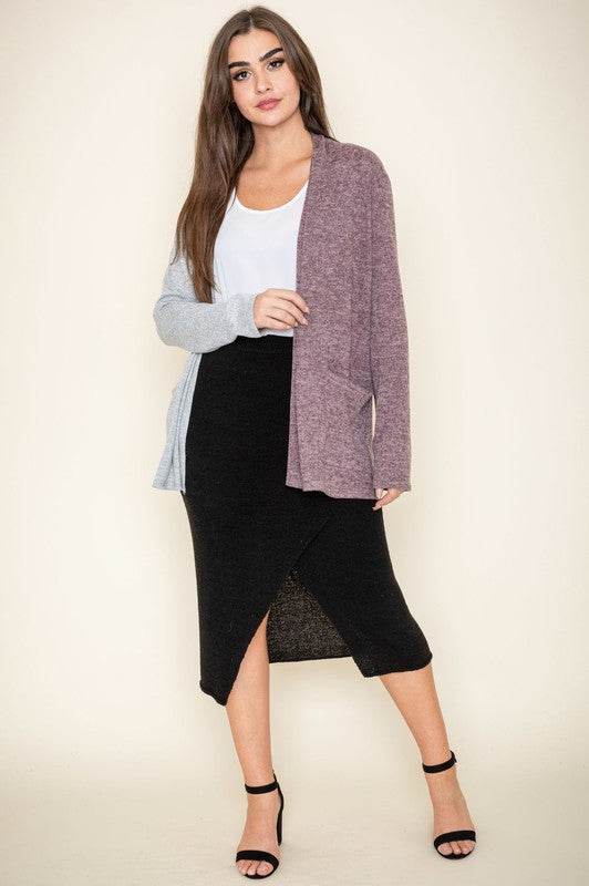 Two Tone Knit Cardigan - DaTrendStore.Com