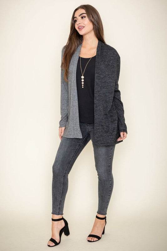 Two Tone Knit Cardigan - DaTrendStore.Com