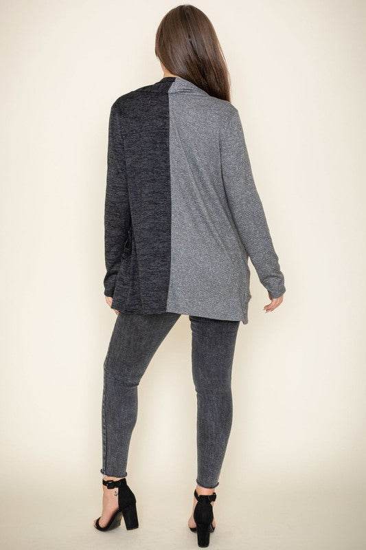 Two Tone Knit Cardigan - DaTrendStore.Com
