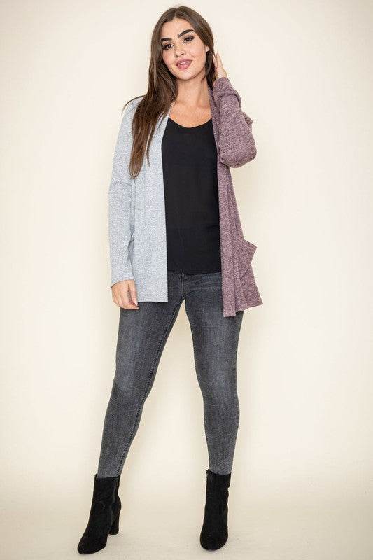 Two Tone Knit Cardigan - DaTrendStore.Com