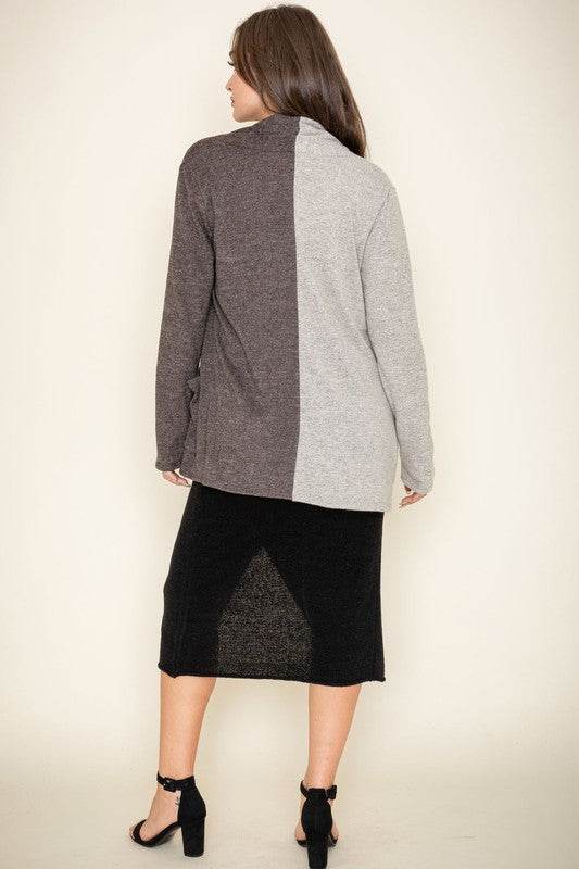 Two Tone Knit Cardigan - DaTrendStore.Com