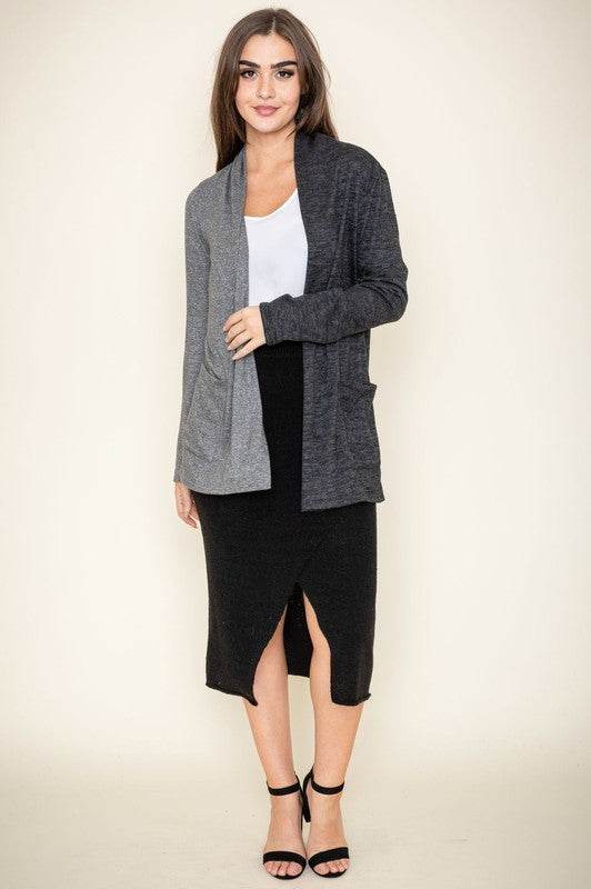 Two Tone Knit Cardigan - DaTrendStore.Com
