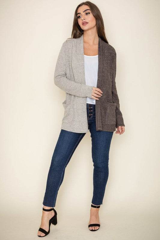 Two Tone Knit Cardigan - DaTrendStore.Com