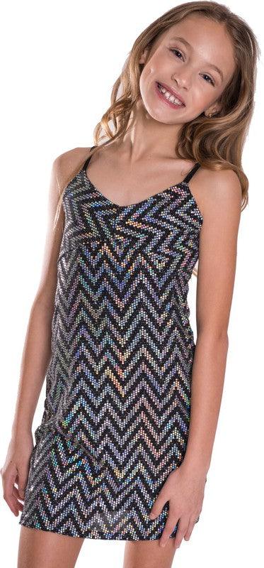 GIRLS SPARKLE STRIPE DRESS