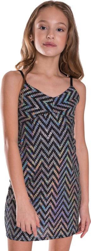 GIRLS SPARKLE STRIPE DRESS