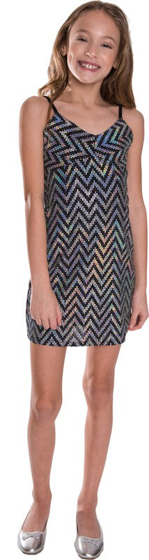 GIRLS SPARKLE STRIPE DRESS