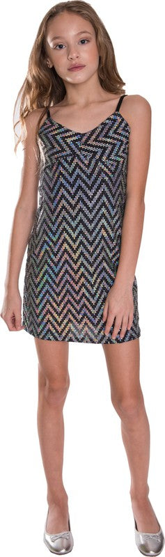 GIRLS SPARKLE STRIPE DRESS