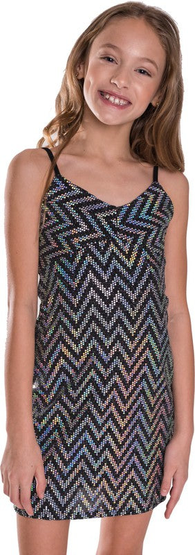 GIRLS SPARKLE STRIPE DRESS