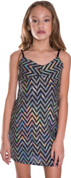 GIRLS SPARKLE STRIPE DRESS