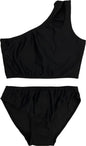 GIRL'S TWO PIECE ONE SHOULDER BATHING SUIT