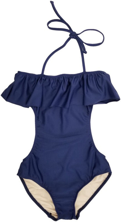 GIRLS ONE PIECE RUFFLE BATHING SUIT