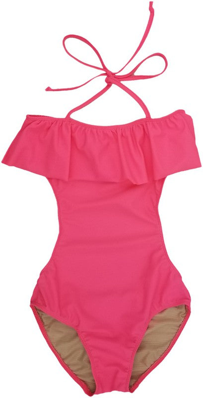 GIRLS ONE PIECE RUFFLE BATHING SUIT