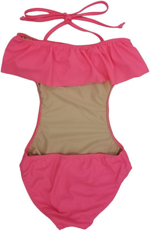 GIRLS ONE PIECE RUFFLE BATHING SUIT