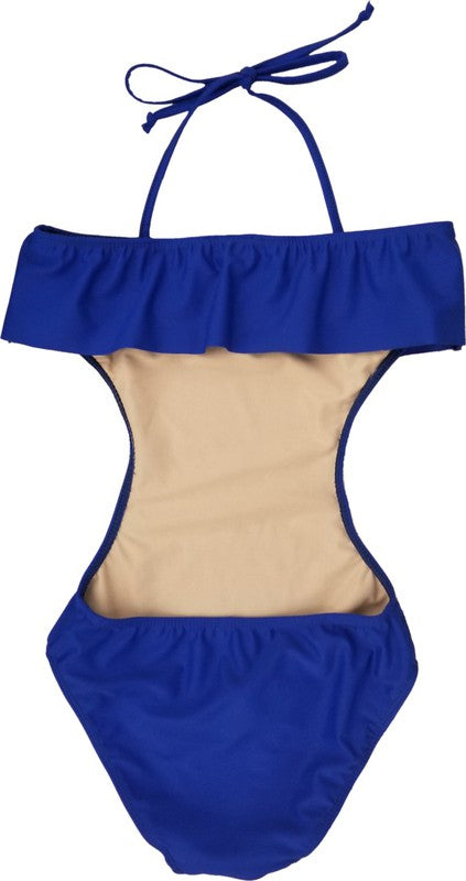 GIRLS ONE PIECE RUFFLE BATHING SUIT