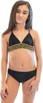 GIRL'S TWO PIECE GOLD TRIM BATHING SUIT