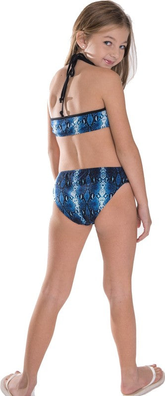 GIRL'S BLUE SNAKESKIN LADDER TWO PIECE