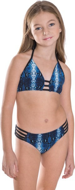 GIRL'S BLUE SNAKESKIN LADDER TWO PIECE