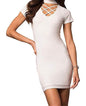 CAGE FRONT SHORT SLEEVE PARTY DRESS WITH CHOKER