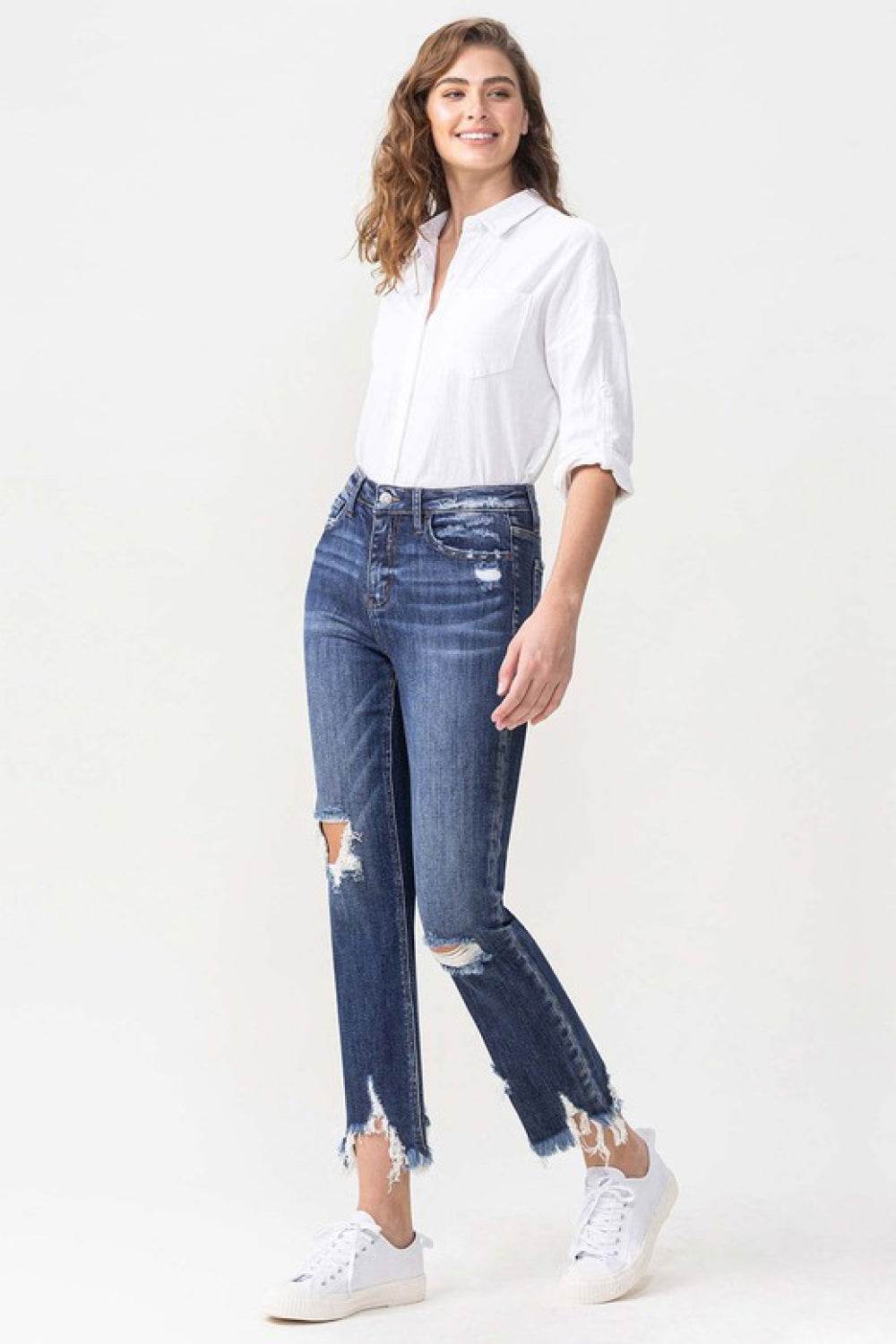 Lovervet Jackie Full Size High Rise Crop Straight Leg Jeans - DaTrendStore.Com