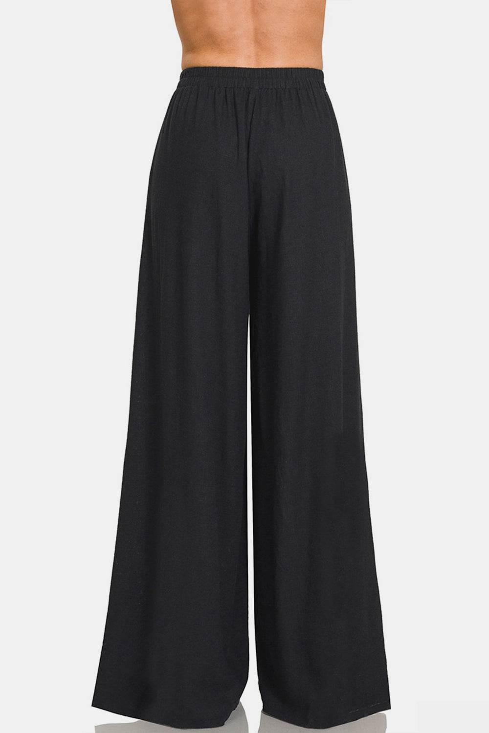 Zenana Pleated Linen Blend Wide Leg Pants - DaTrendStore.Com