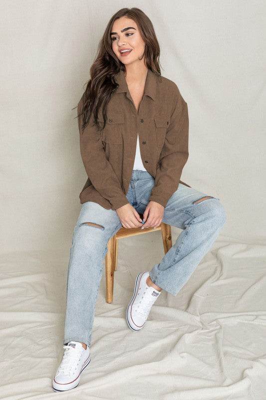 Corduroy boyfriend oversize Jacket - DaTrendStore.Com