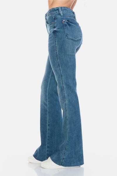 Judy Blue Full Size Tummy Control Cut Hem Flare Jeans - DaTrendStore.Com