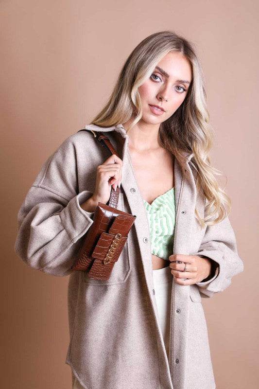 Wide Clutch 6 Ring Chain Belt Bag - DaTrendStore.Com