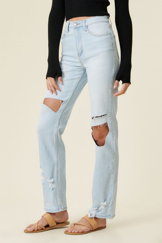 Distressed Wide Leg Jeans