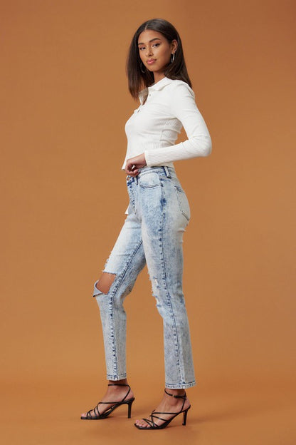 High Rise Distressed Skinny