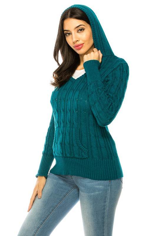 Knit hoodie sweater - DaTrendStore.Com