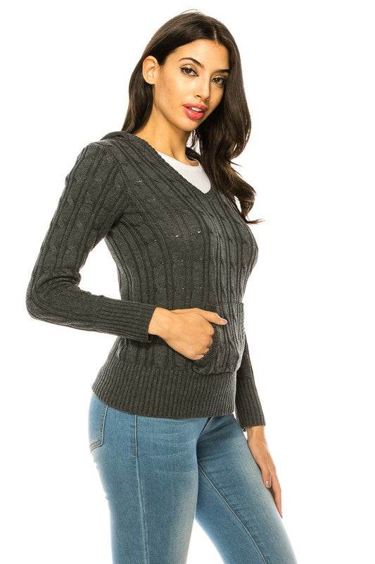 Knit hoodie sweater - DaTrendStore.Com