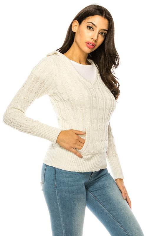 Knit hoodie sweater - DaTrendStore.Com