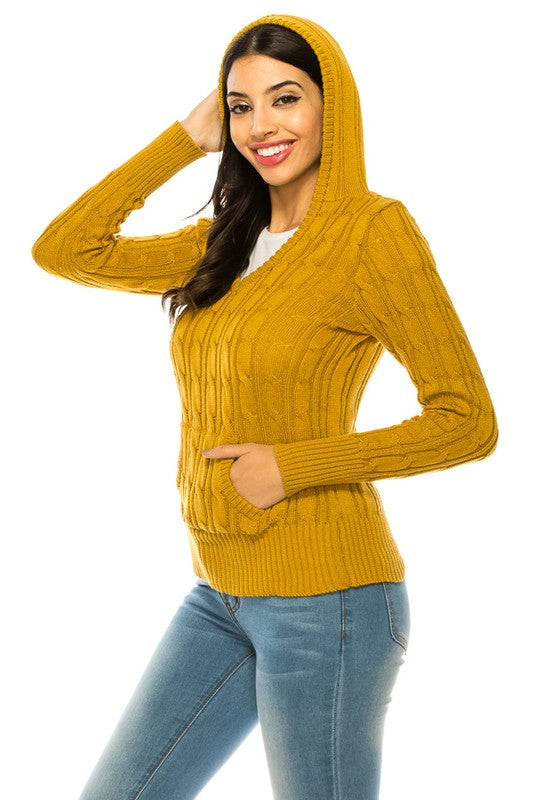 Knit hoodie sweater