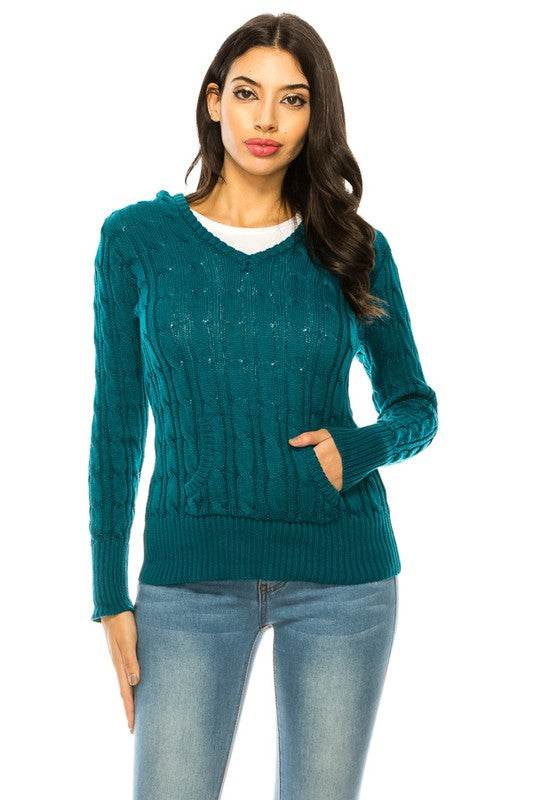 Knit hoodie sweater - DaTrendStore.Com