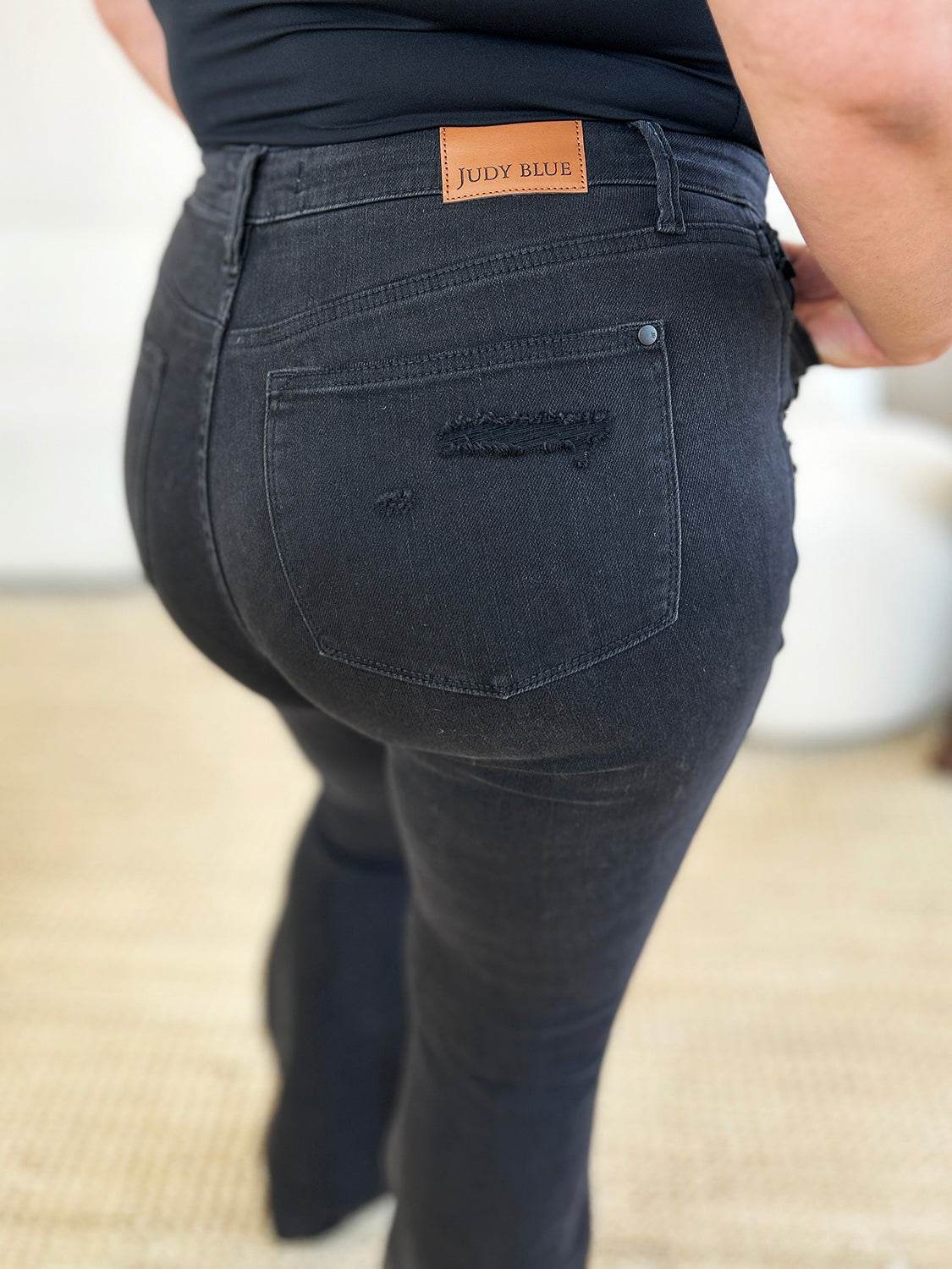 Judy Blue Full Size High Waist Distressed Flare Jeans - DaTrendStore.Com