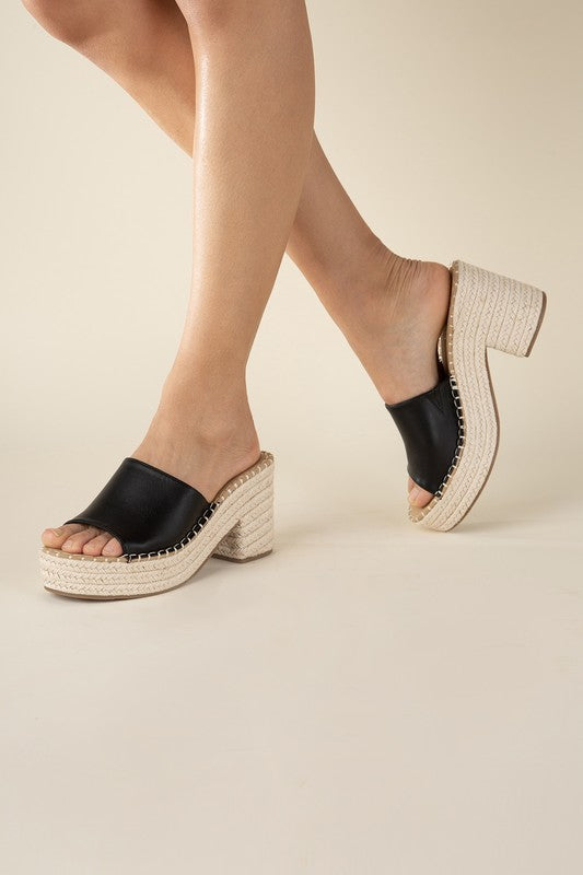 LOCK-1 Espadrille Mule Heels